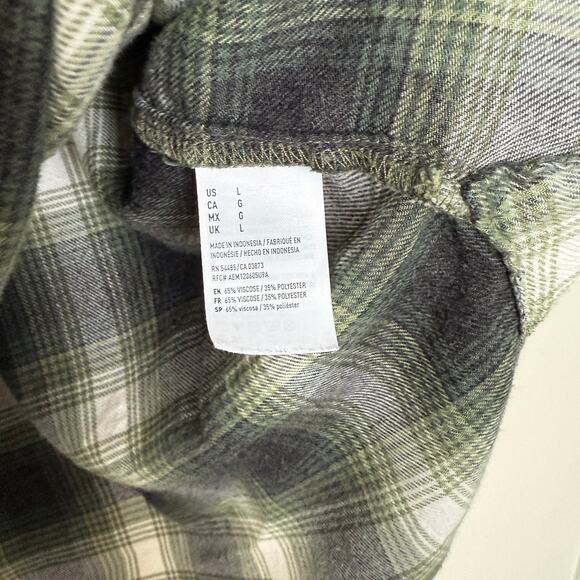 American Eagle Womens Shirt Large Green Boyfriend Fit Flannel Ahh-mazingly Soft - Picture 4 of 6
